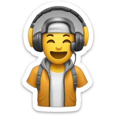 emoji using headphones enjoying music sticker