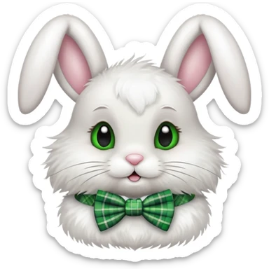 cute Easter bunny with a green plaid bow tie sticker