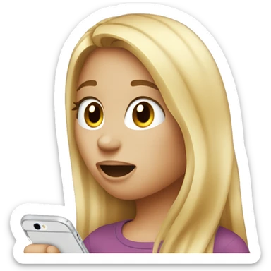 Girl with long blond hair recording a voice message on her iPhone sticker