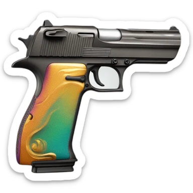 one detailed  desert eagle with exotic colors on it sticker