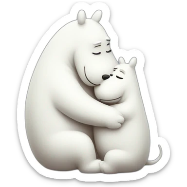 Moomintroll hugging sunfkin sticker