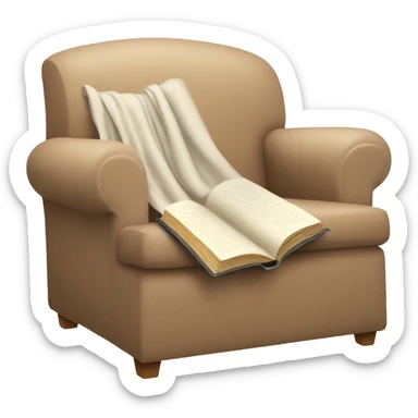 Simple Beige Armchair with blanket and open book on it sticker