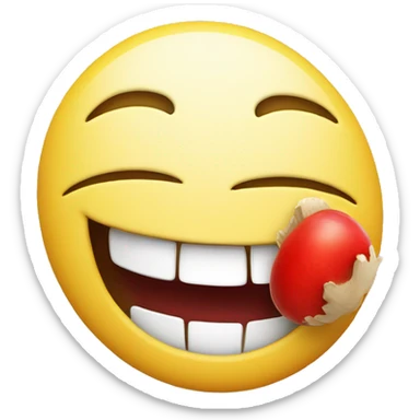smiley face laughing with a red mushroom in place of hair sticker