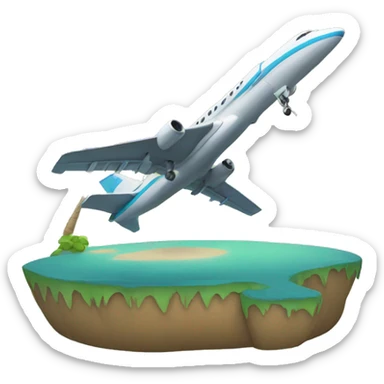Jet landing on an island sticker