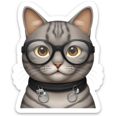 Grey Cat wearing black cooling glass 😎😺 sticker