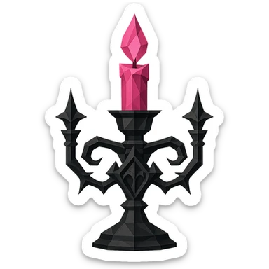 BLACKPINK-inspired gothic candle holder, no hearts, faceted and dramatic, black and pink sticker