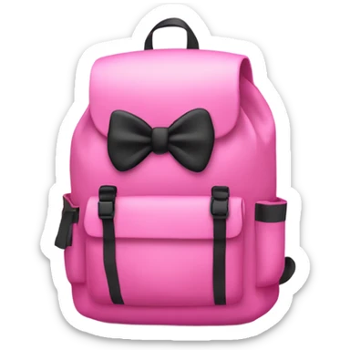 pink backpack with a black bow on it sticker
