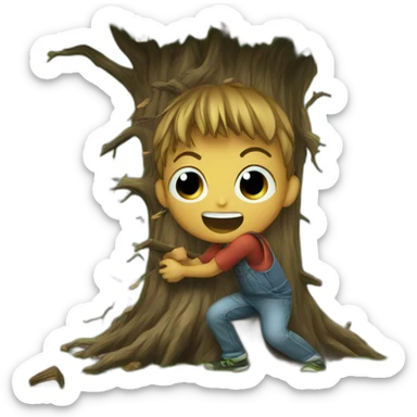 Kid destroying tree sticker