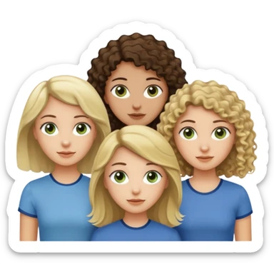 A trio of friends girls (one straight haired brown eyed brunette, another straight haired Blueish greenish eyed blonde and the last girl a browned eyed curly haired brunette sticker