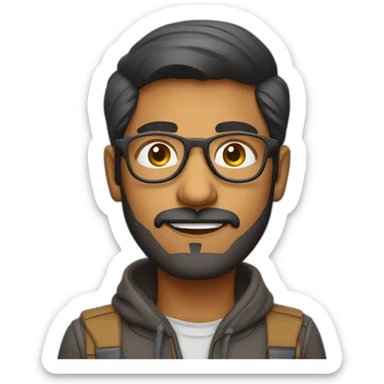 Indian male designer with Realistic spectacles and a stubble sticker