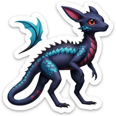 Anthropomorphic Scaley Exotic Salandit-Noibat-Umbreon-Fakémon-hybrid-creature (full body)  sticker