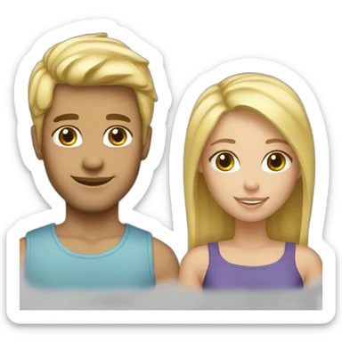 Couple man blonde and girl blonde sticker