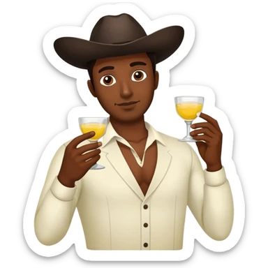 dark brown skin guy holding tequila  sticker