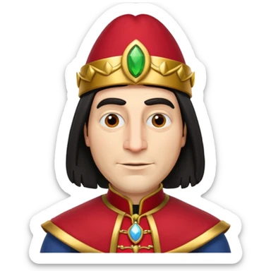 lord farquad avec un chapeau rouge et une bordure dorée pres du crane sticker