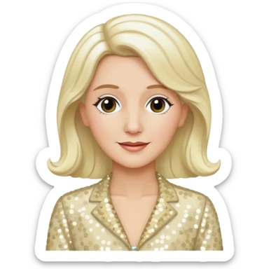 Patty Andrews from The Andrews Sisters with long platinum blonde hair, cream sequin outfit sticker