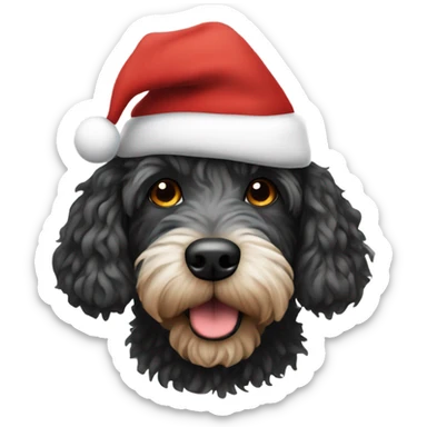 Spoodle wearing Santa hat sticker