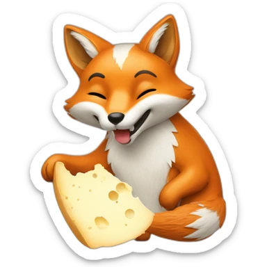A fox eating camembert sticker