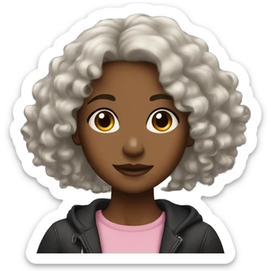 brown skin girl with black curly hair  sticker