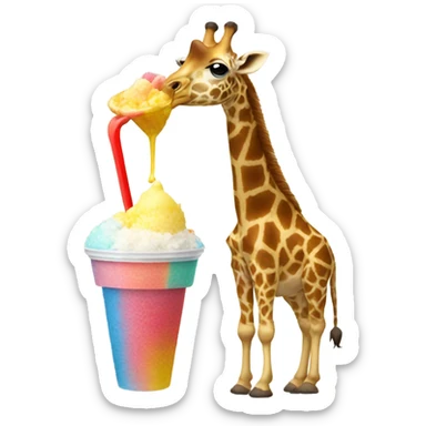 Giraffe eating shave ice sticker
