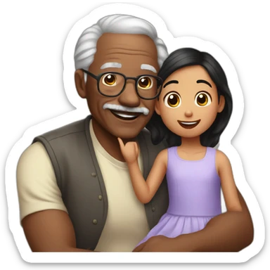 Black haired Grandpa playing with grand daughter sticker