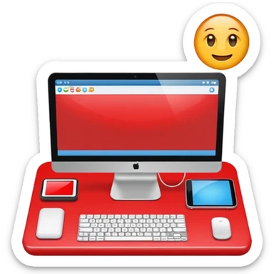 HAZ UN computador de color rojo carmesí brillante y que la pantalla tenga un to-do list sticker