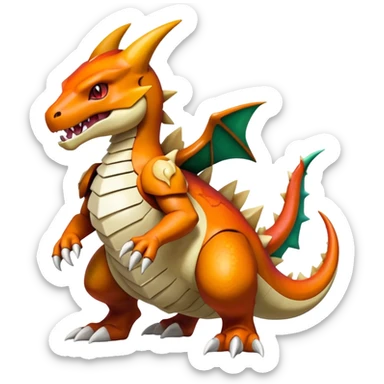Shiny Exotic Excessive Mysterious Cubone-Marowak-Charizard-Pokémon-Fakémon-hybrid-creature (full body) sticker