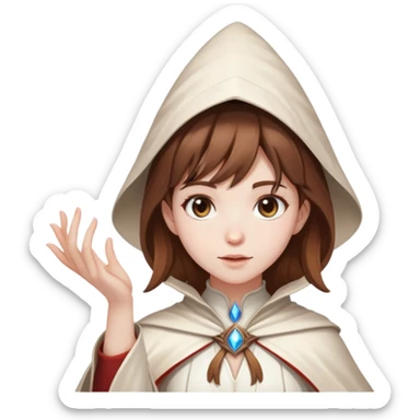 Pretty girl brown hair white mage casting freeze spell sticker