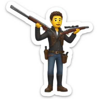 Man with shotgun sticker