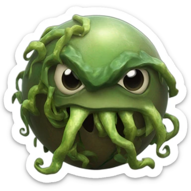 3d sphere with a cartoon elderly kelp Ravager skin texture with young eyes sticker