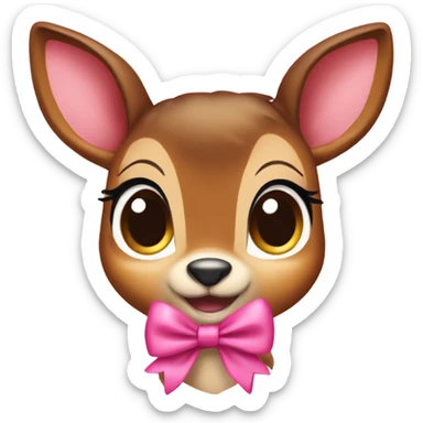 bambi with a pink bow sticker