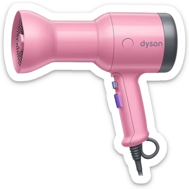 pastel pink Dyson hair dryer blowing air sticker