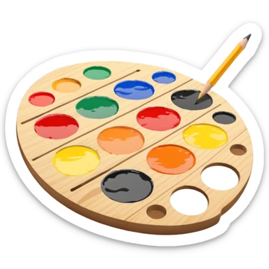 Paint pallete with pencil sticker
