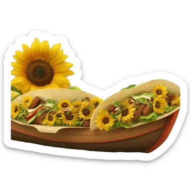 Tacos and sunflowers by a boat sticker
