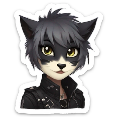 Edgy sharp anthro punk tomboy black cat animal furry by Falvie, LiLaiRa, griffsnuff, AngieWolf sticker