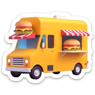 generate me a 3D hamburger food truck sticker