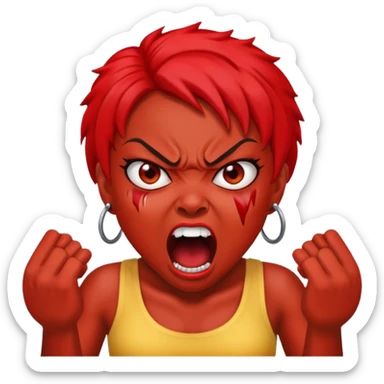 redtsion angry black girl ragebait red face sticker