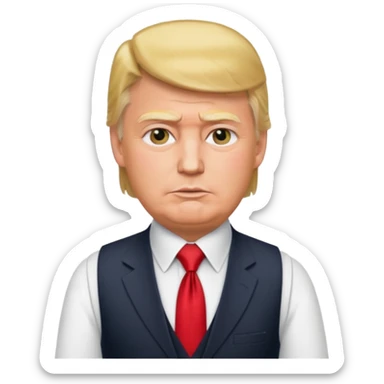 donald trump in vest with tie sticker