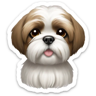shih tzu with white fur and light brown spots and brown eyes sticker
