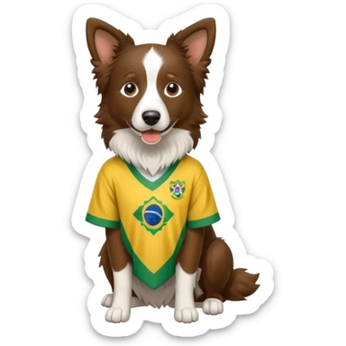 Border collie marrom usando camisa do brasil full body  sticker