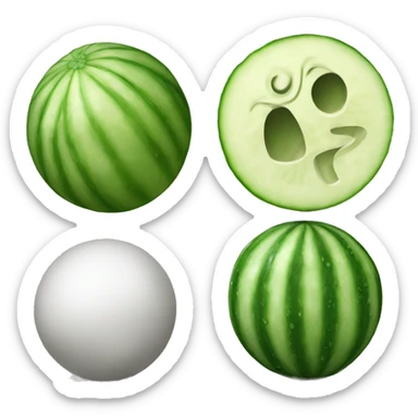 two balls and a cucumber sticker