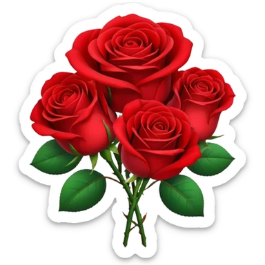 Generate a red rose bouquet sticker