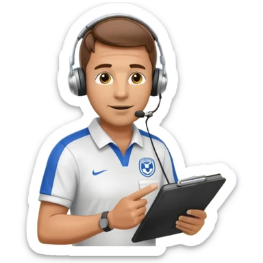 Soccer coach giving instructions on field, stadium lights, cinematic, realistic ⚽📋 sticker