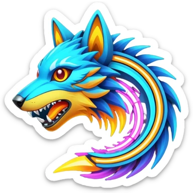 Neon Vibrant Pulsating Trail-glowing Chromatic Trico-Vernid-Protogen-Fionbri-fusion-hybrid sticker