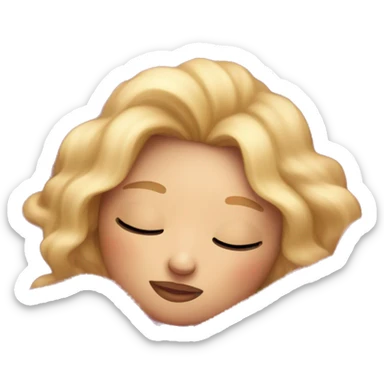 a blonde girl with long eyelashes sleeping under a pink fluffy blanket sticker