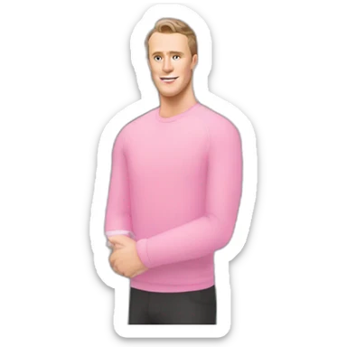 Jonathan Toews standing in front of pink mansion sticker