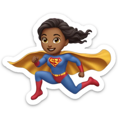 Super hero whit girl flying sticker
