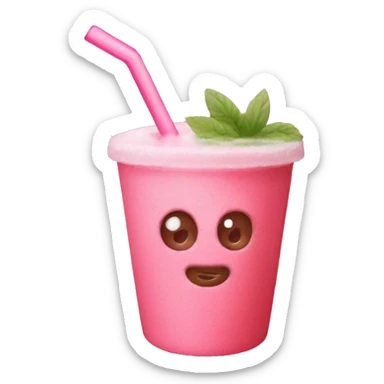 Iced strawberry matcha with pink straw sticker