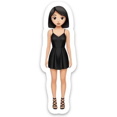 Strappy short black dress made of silk sticker