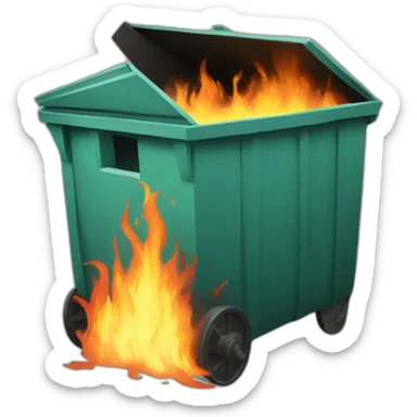 dumpster fire with a person inside sticker