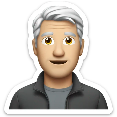 Slightly overweight white with grey hair man wearing Thrudark branded clothes from head to toe sticker